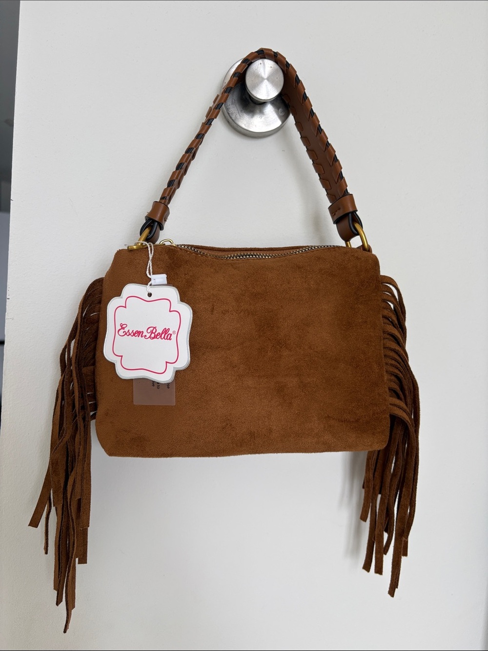 NWT Brown Suede Fringe Crossbody Bag